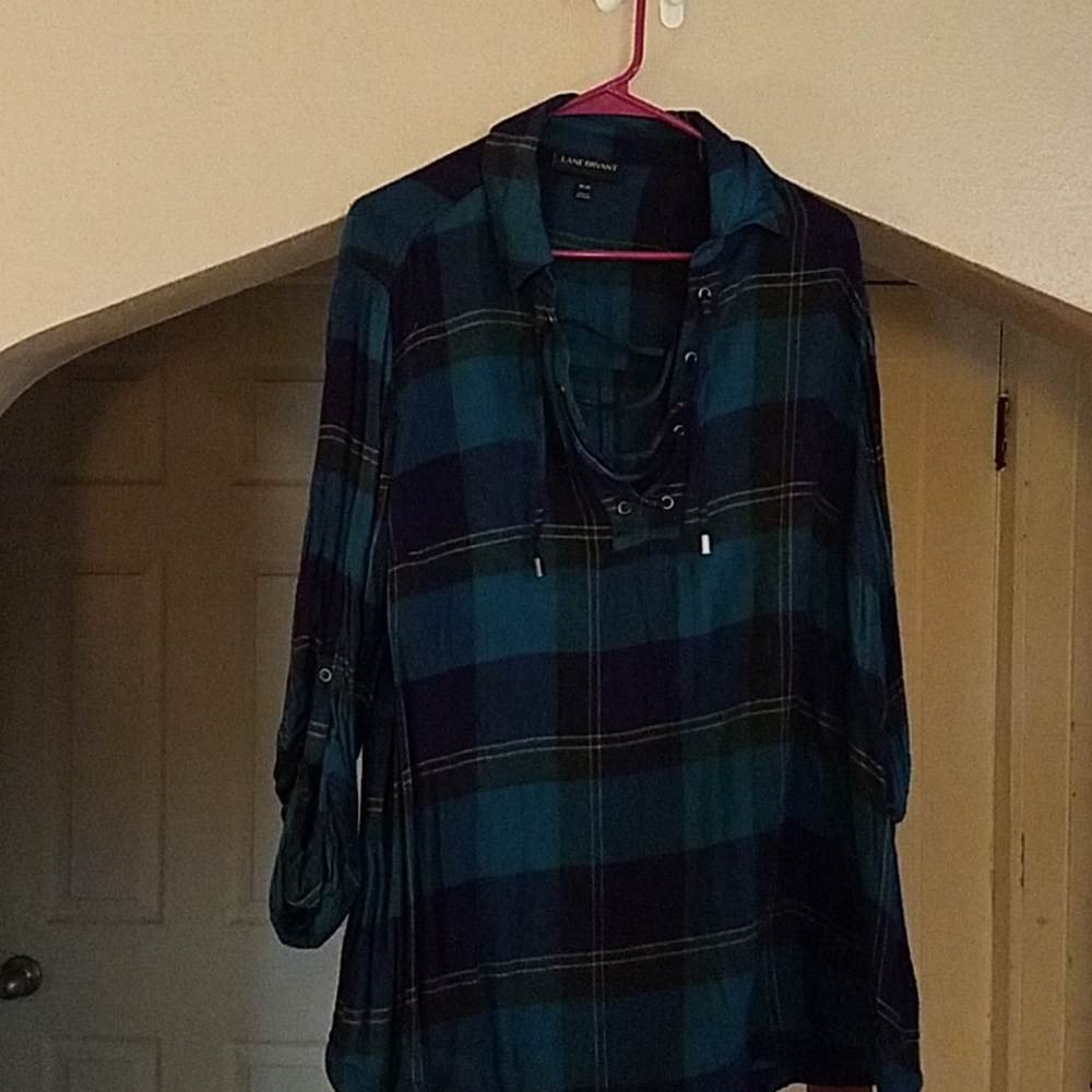 Green and blue plaid shirt